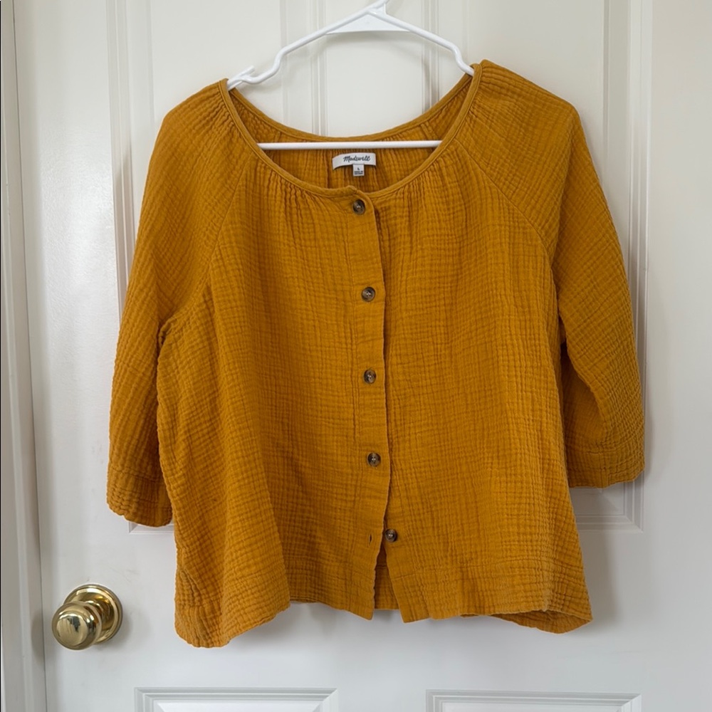 Gauze Button-Front Raglan Top * Madewell